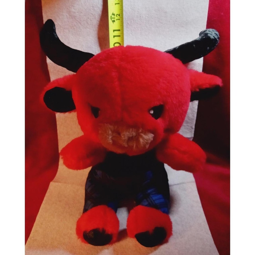 Red Plush 10" Red Bull Embroidered Sparkling Eyes great for Bull collectors